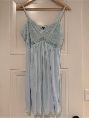 INC International Concepts Light Blue Lace-Trim Chemise